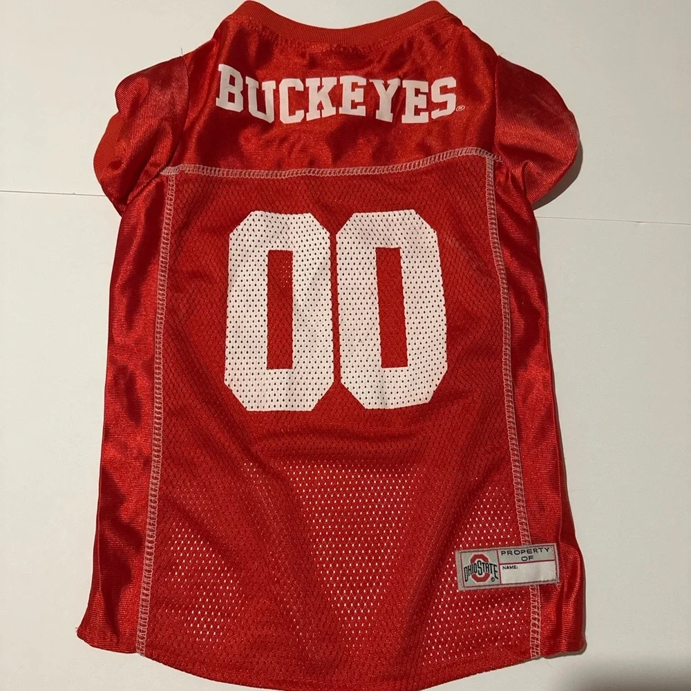 Ohio State Buckeyes Pets First Dog Jersey Red Pet Football Shirt NCAA 00 - Picture 1 of 6